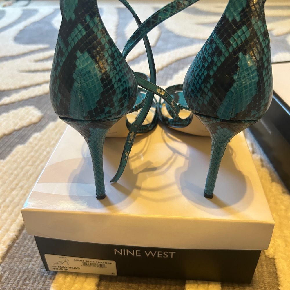 Nine West Turquoise Snake Print Heels
